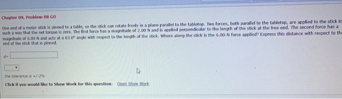 Solved Chapter 09, Problem 08 GO One end of a meter stick is | Chegg.com
