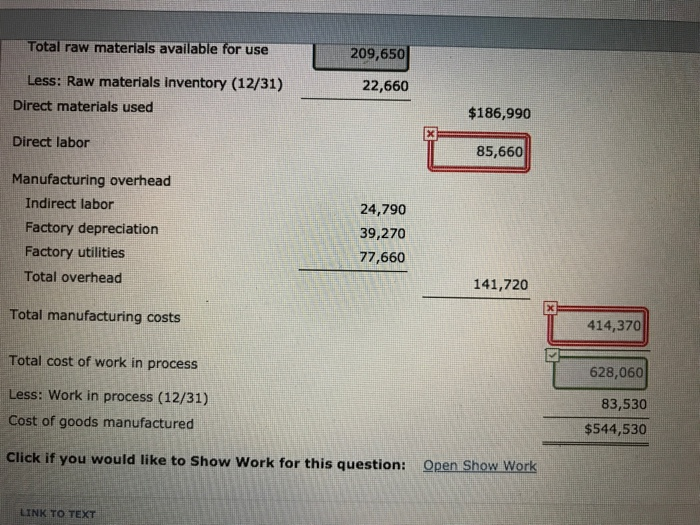 Solved HOBBIT COMPANY Cost of Goods Manufactured Schedule