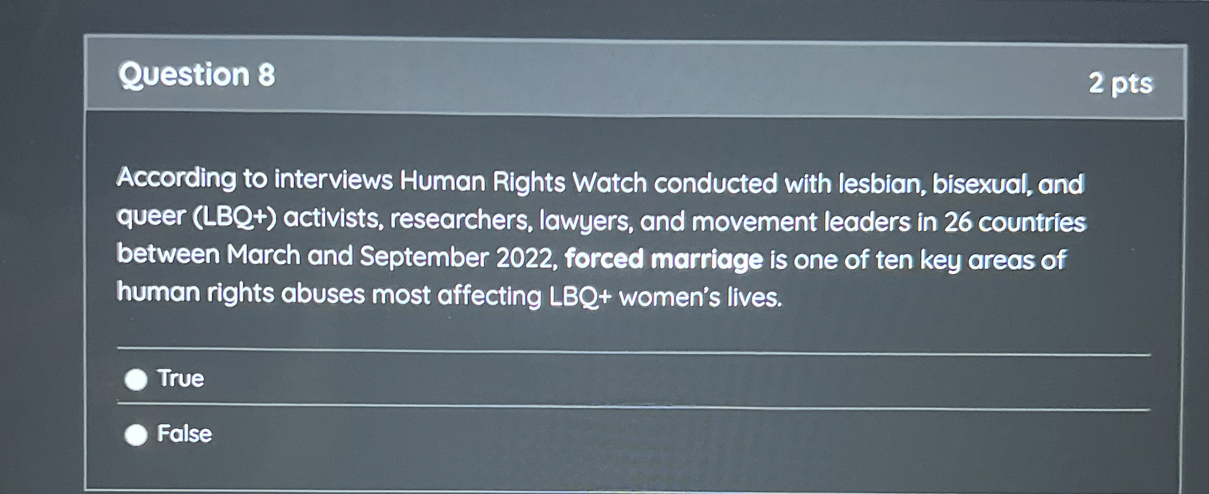 Solved Question 82 ﻿ptsAccording to interviews Human Rights | Chegg.com