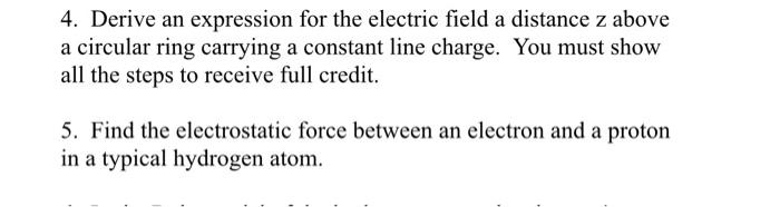Solved 4. Derive an expression for the electric field a | Chegg.com
