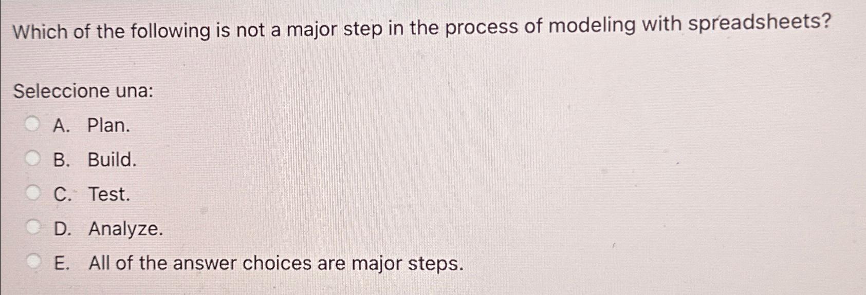 Solved Which of the following is not a major step in the | Chegg.com