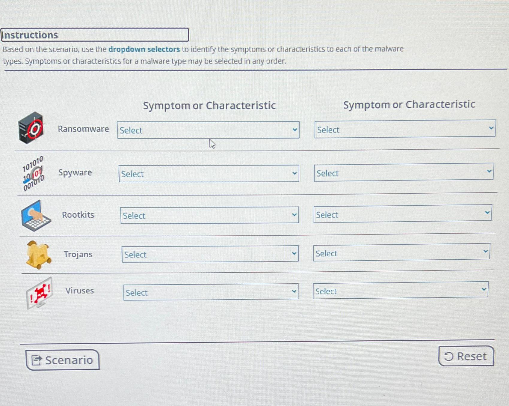 Solved InstructionsBased on the scenario, use the dropdown | Chegg.com