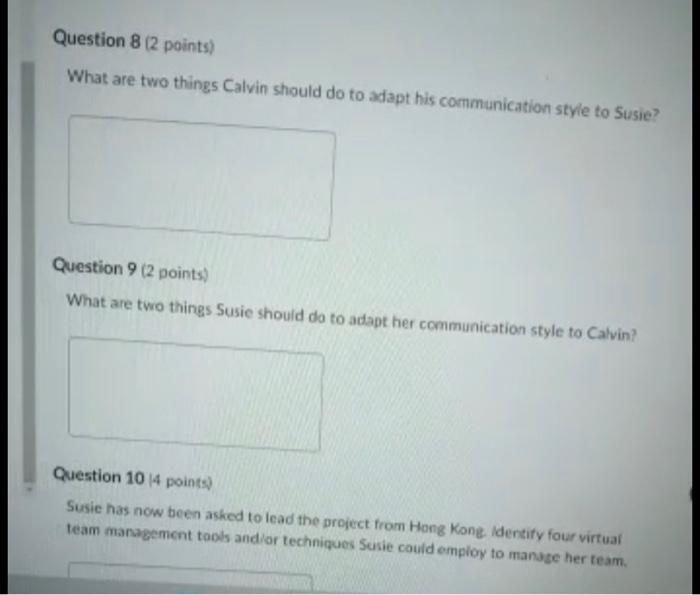 Solved Question 9 ( 2 points) What are two things Susie | Chegg.com