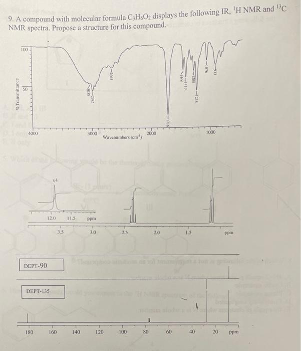 Solved 9. A compound with molecular formula C3H6O2 displays | Chegg.com
