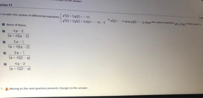 Solved stion 17 Consider the system of differential | Chegg.com