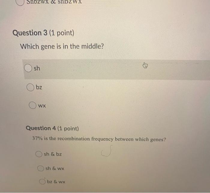 Solved Question 1 (1 point) Saved GENE MAPPING Below is | Chegg.com