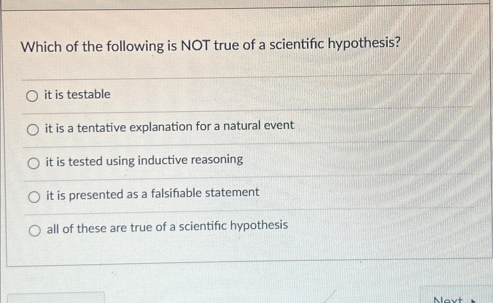 Solved Which of the following is NOT true of a scientific | Chegg.com