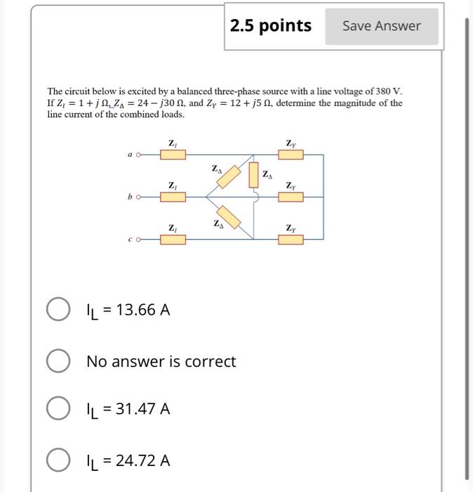 Solved The circuit below is excited by a balanced | Chegg.com