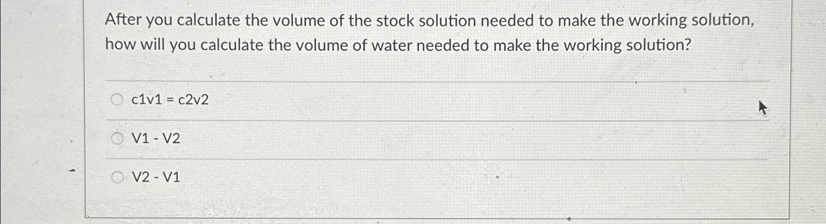 Solved After you calculate the volume of the stock solution | Chegg.com