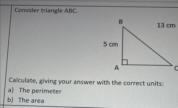 Solved Consider Triangle ABC. Calculate, Giving Your Answer | Chegg.com