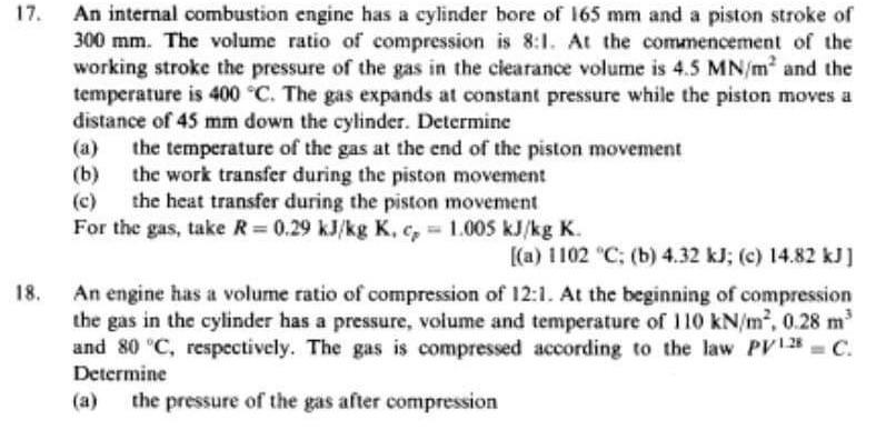 Solved An internal combustion engine has a cylinder bore of | Chegg.com
