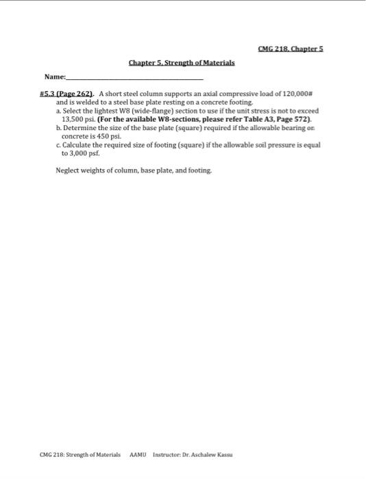 Solved CMG 218. Chapter 5 Chapter 5. Strength of Materials | Chegg.com
