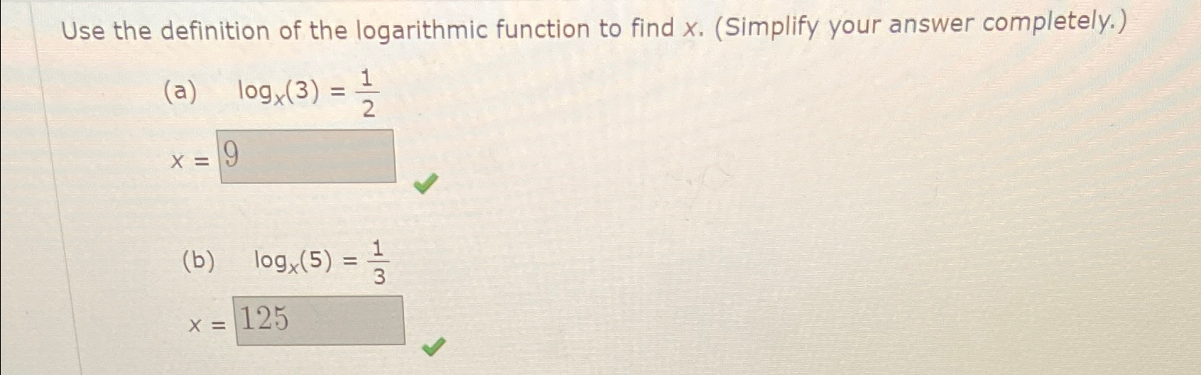 Solved Use the definition of the logarithmic function to | Chegg.com