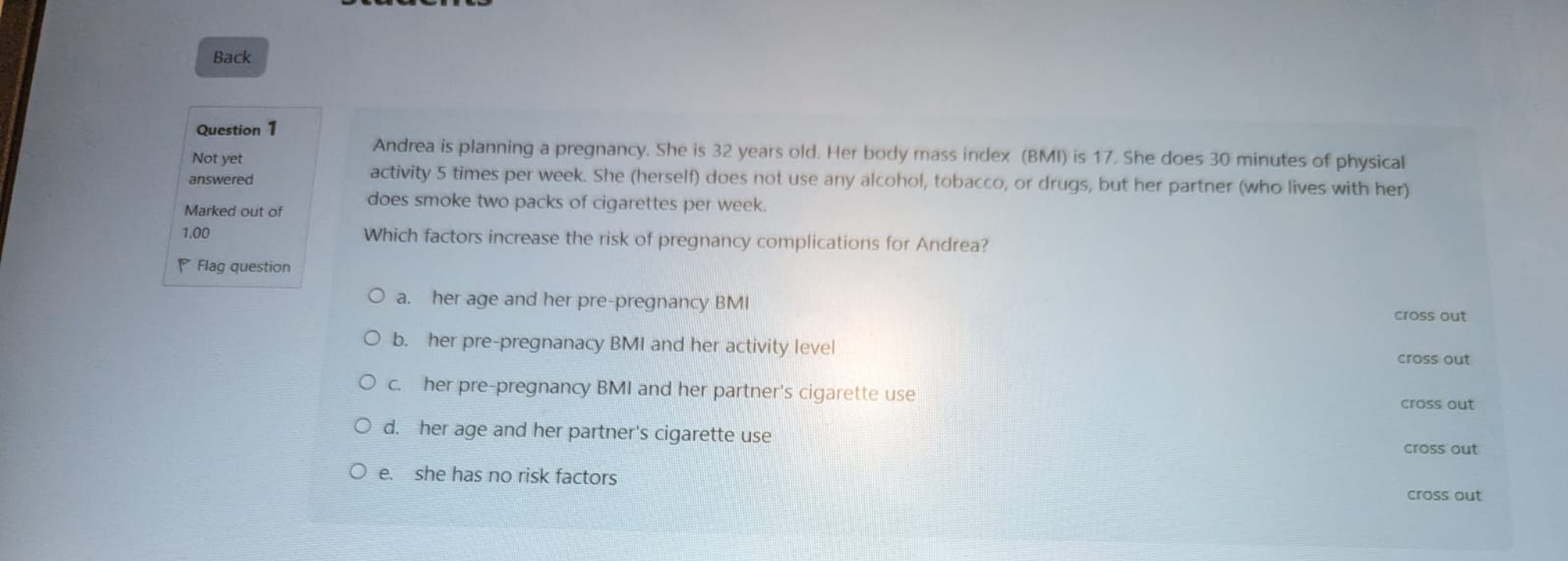 Solved Andrea is planning a pregnancy. She is 32 ﻿years old. | Chegg.com