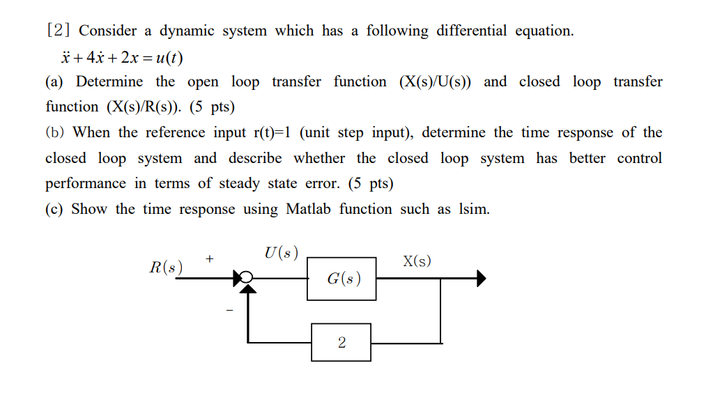 Solved 2 Consider A Dynamic System Which Has A Followin Chegg Com