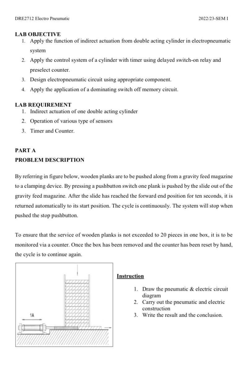 Solved DRE2712 ﻿Electro Pneumatic2022/23-SEM ILAB | Chegg.com