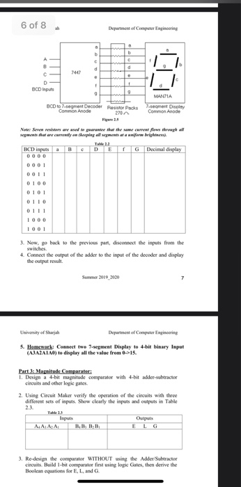5. Homework: Connect two 7-segment Display to 4-bit | Chegg.com