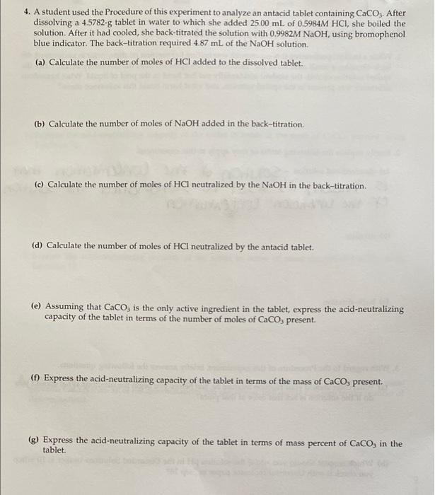 Solved 4. A student used the Procedure of this experiment to | Chegg.com