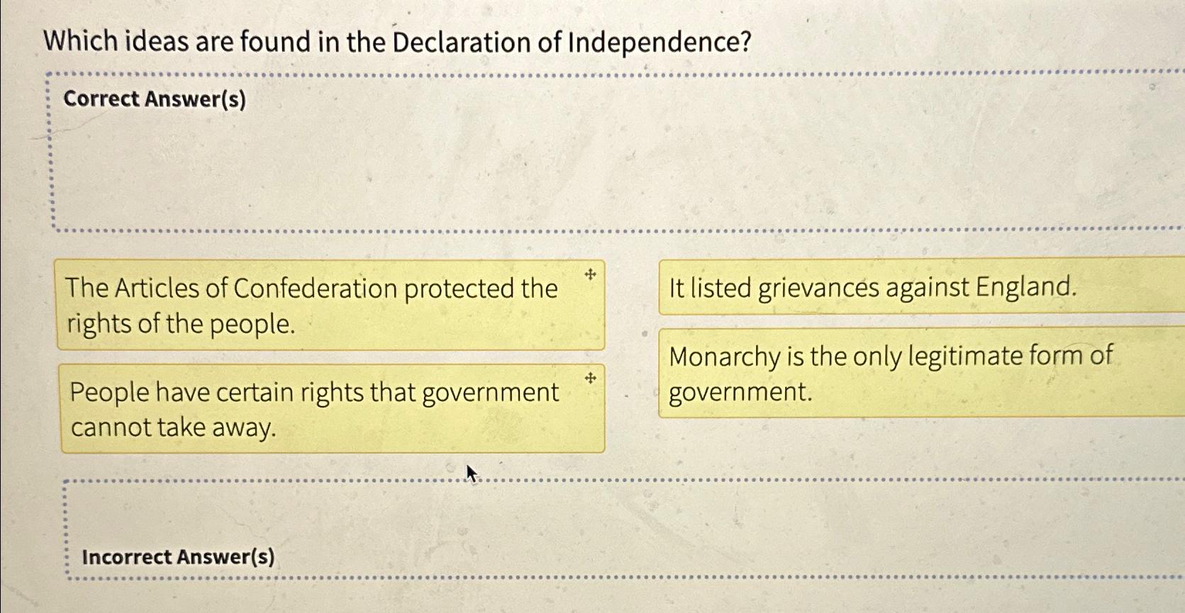 Solved Which ideas are found in the Declaration of | Chegg.com