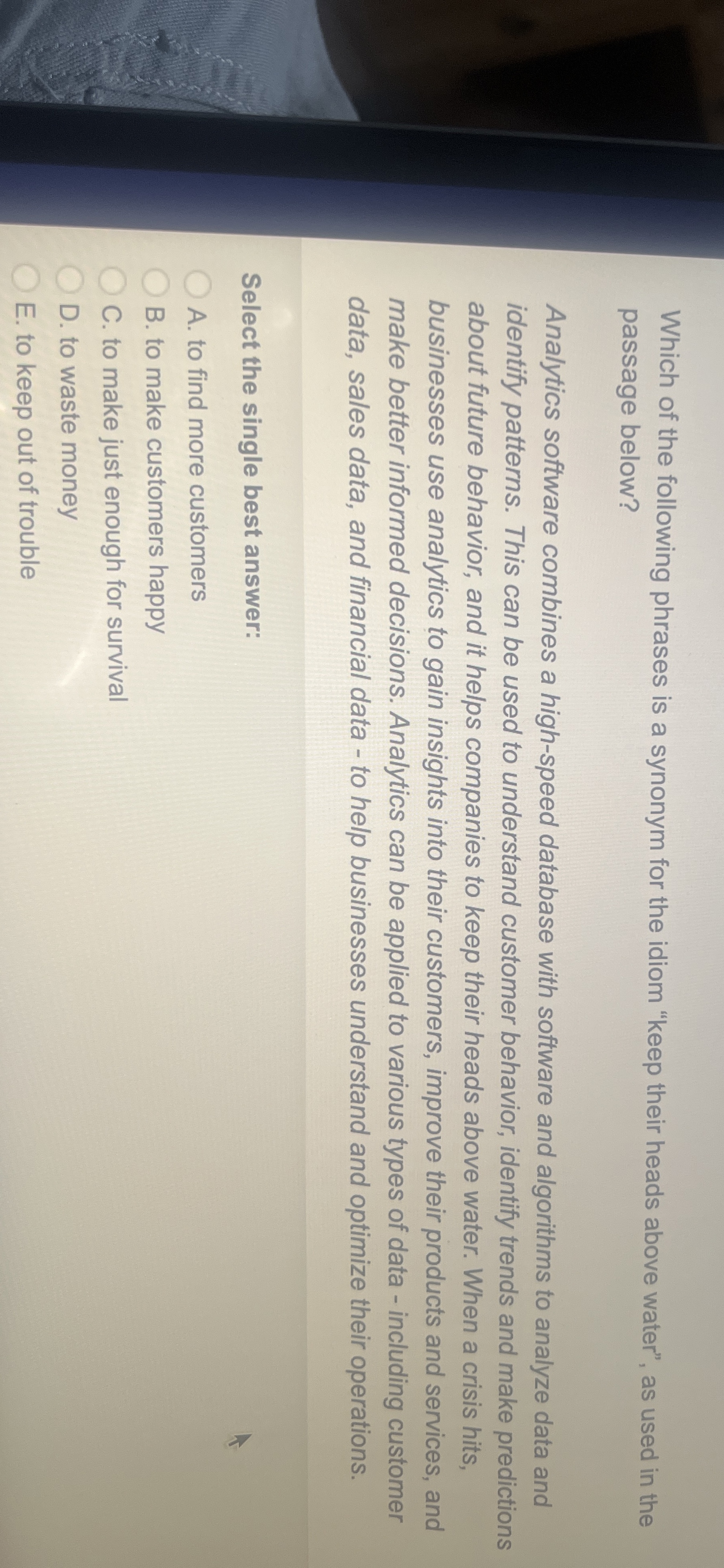 Solved Which of the following phrases is a synonym for the