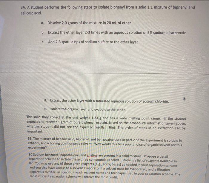 Solved 3A. A student performs the following steps to isolate | Chegg.com
