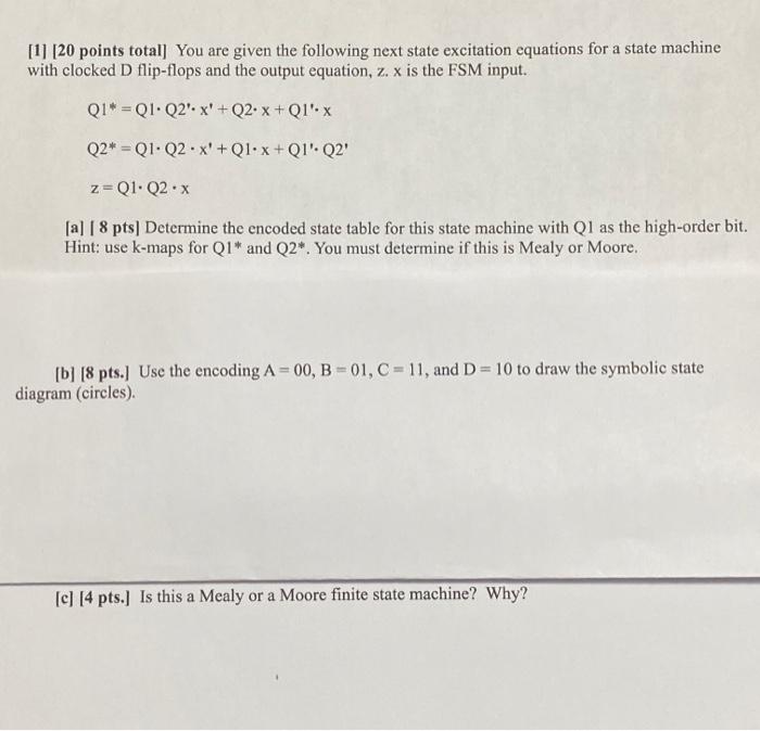 Solved [1] [20 points total) You are given the following | Chegg.com