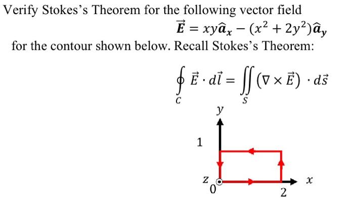 Solved Verify Stokes's Theorem For The Following Vector | Chegg.com