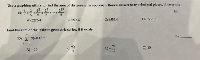 Solved Use a graphing utility to find the sum of the | Chegg.com