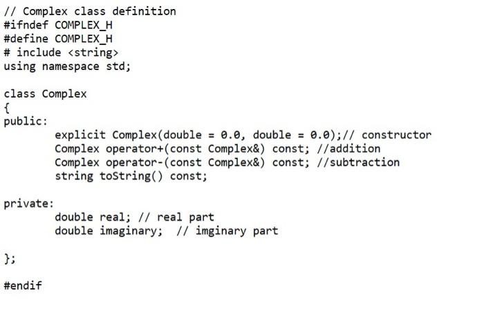Solved Consider class COMPLEX shown in EXAM#2 - Complex | Chegg.com