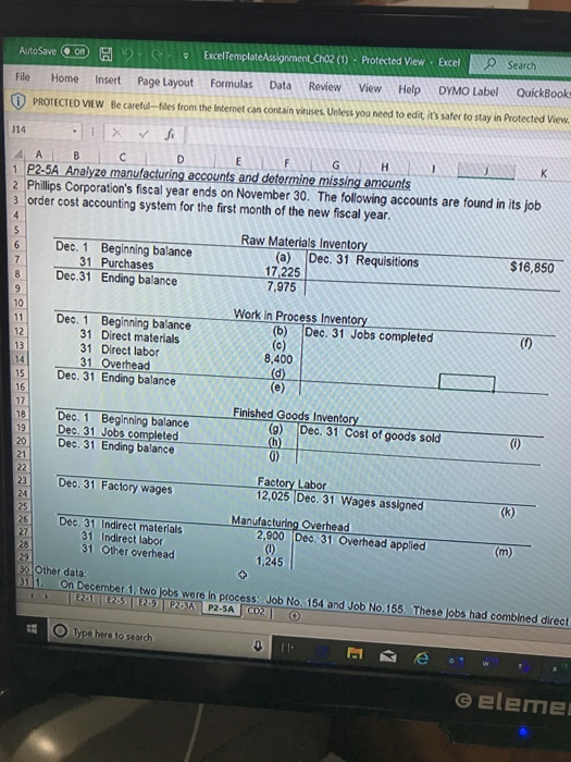 Solved AutoSave CH 2 ExcelTemplateAssignment CO2 (1) - | Chegg.com