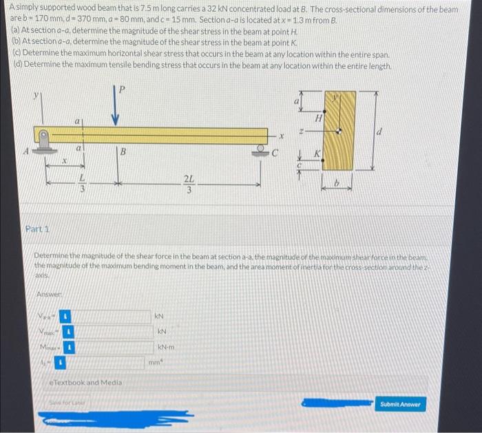 Solved A Simply Supported Wood Beam That Is 7.5 M Long | Chegg.com