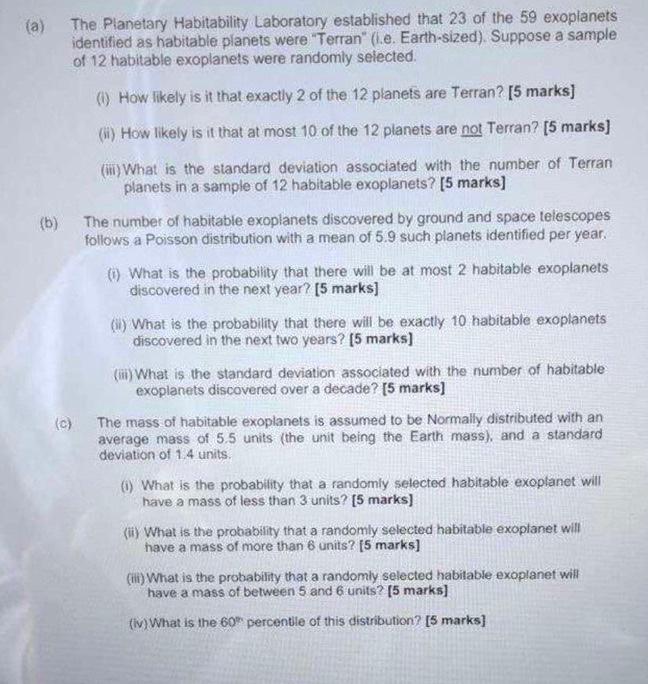 Solved A The Planetary Habitability Laboratory Established Chegg