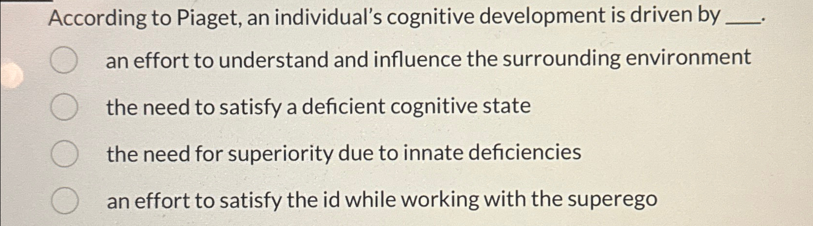 Solved According to Piaget an individual s cognitive Chegg