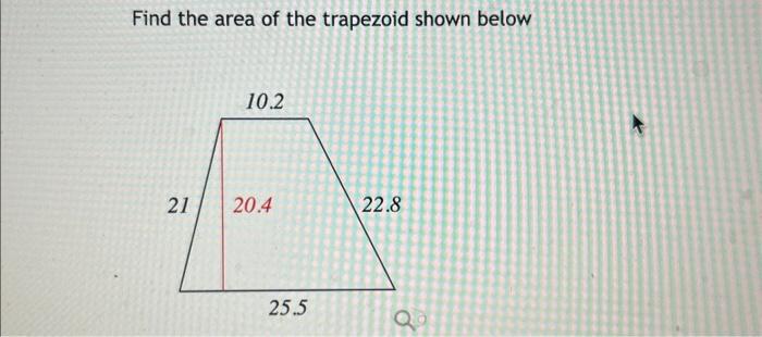 Solved Find the area of the trapezoid shown below | Chegg.com