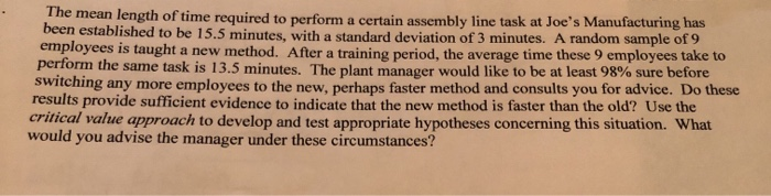 Solved The mean length of time required to perform a certain | Chegg.com
