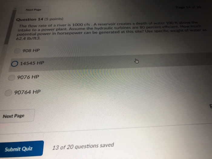 Solved Next Page Question 14 (5 points) The flow rate of a | Chegg.com