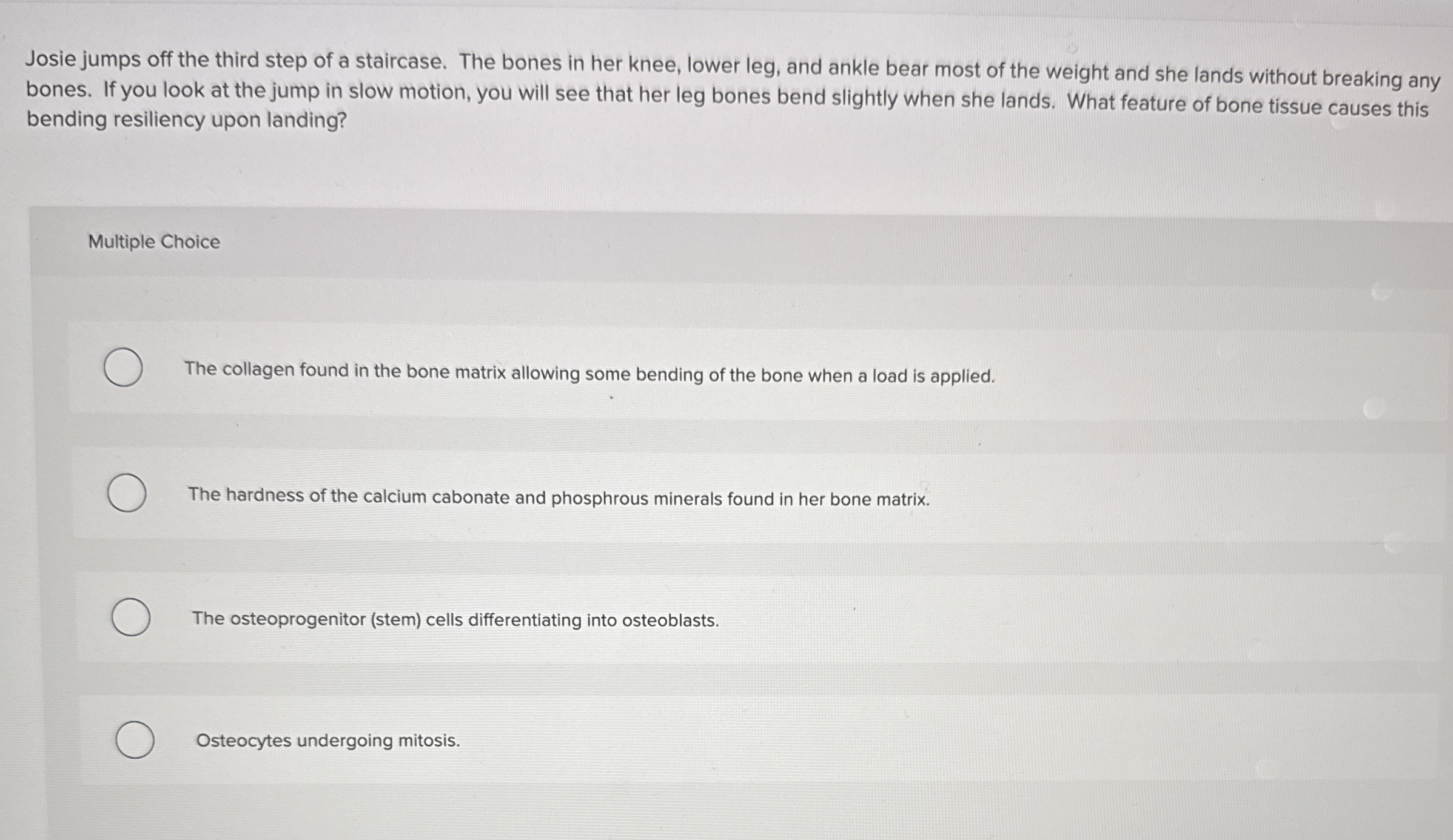 [Solved] Josie jumps off the third step of a staircase. The