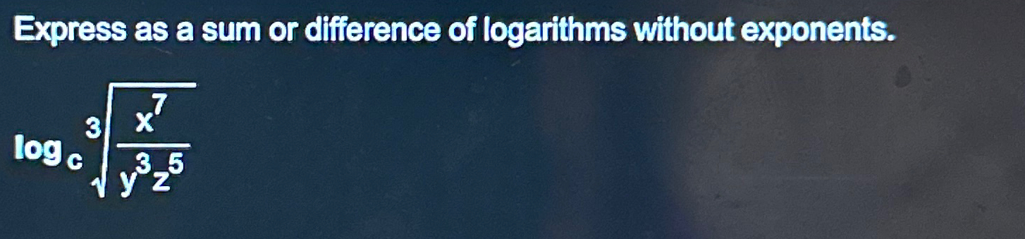 Solved Express as a sum or difference of logarithms without | Chegg.com