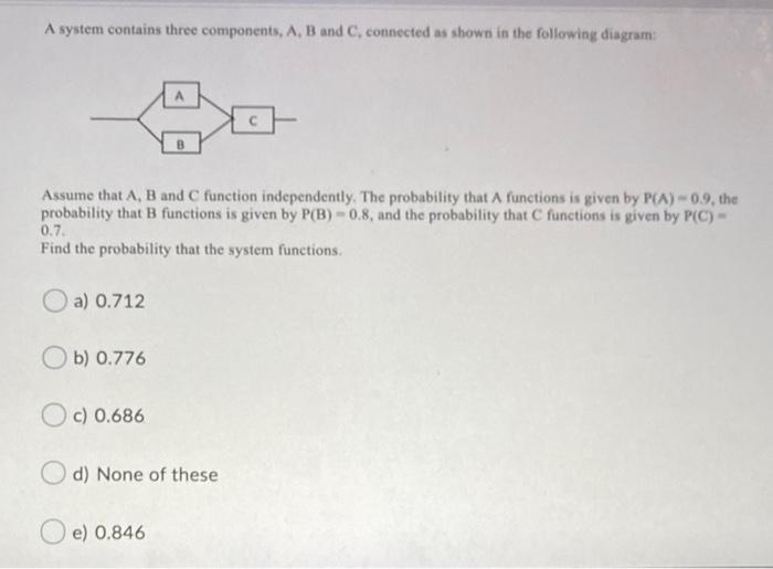 Solved A System Contains Three Components, A, B And C, | Chegg.com