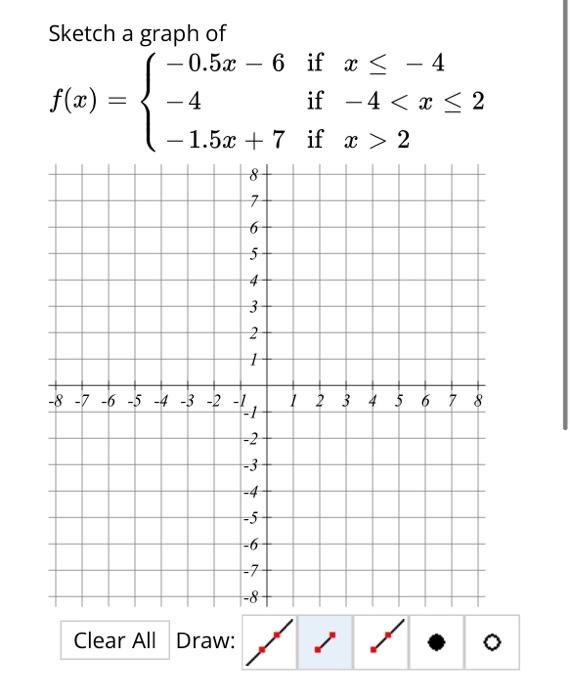 Solved Sketch a graph of f(x)=⎩⎨⎧−2x−6−22x−6 if x≤−1 if −1 | Chegg.com