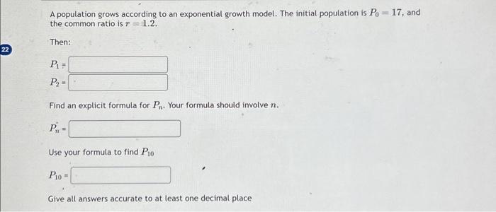 Solved A population grows according to an exponential growth | Chegg.com
