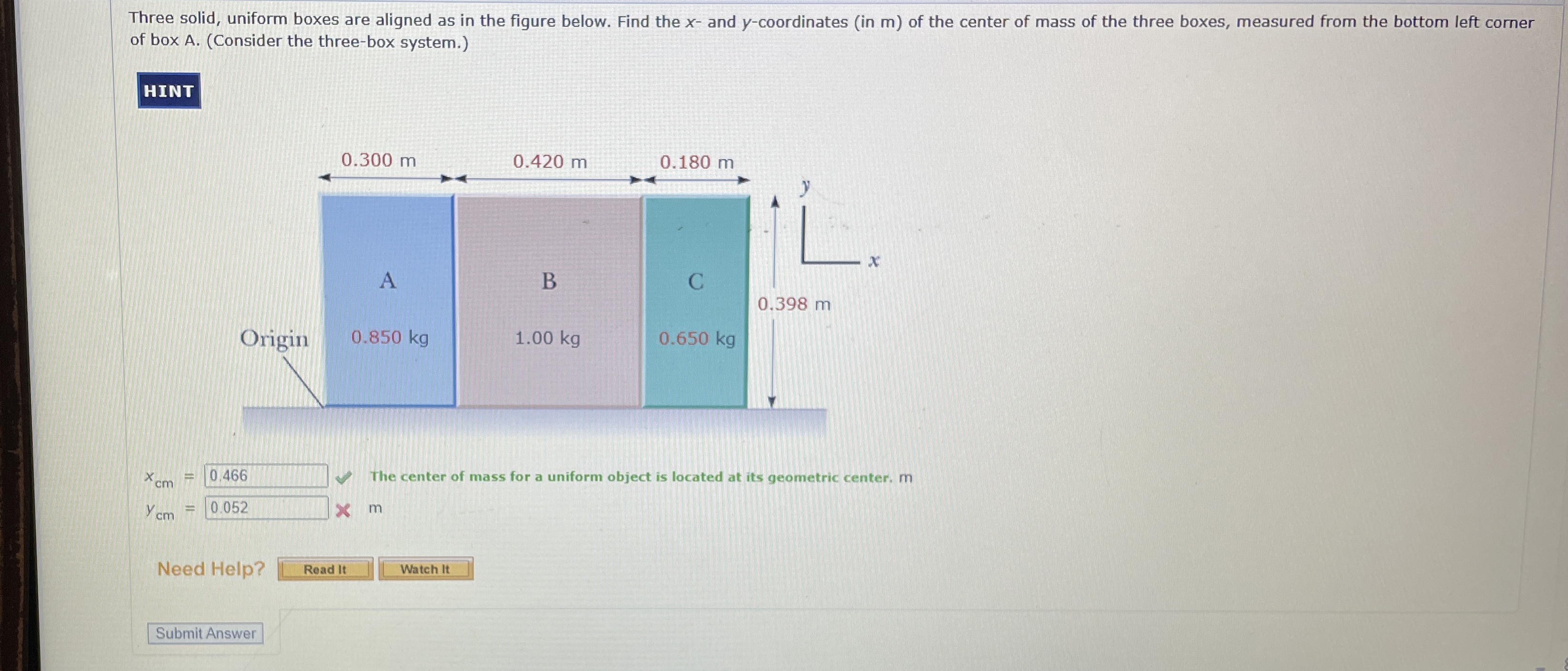 Solved Three solid, uniform boxes are aligned as in the | Chegg.com