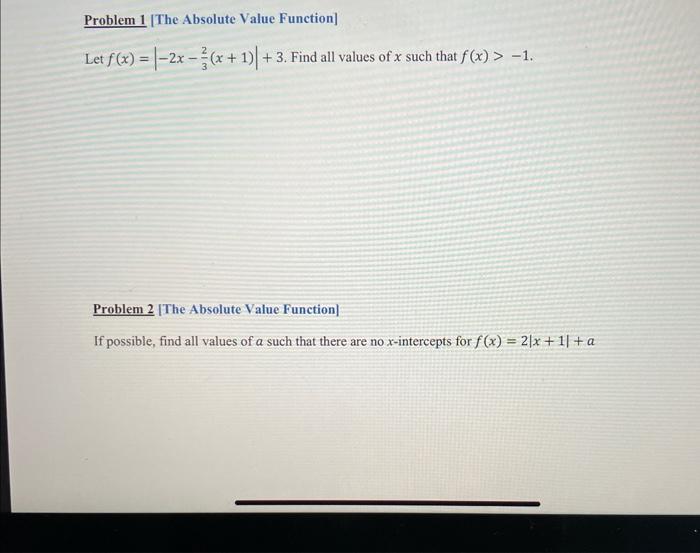 Solved Problem 1 [The Absolute Value Function] Let | Chegg.com