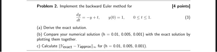 Problem 2. Implement the backward Euler method for (4 | Chegg.com