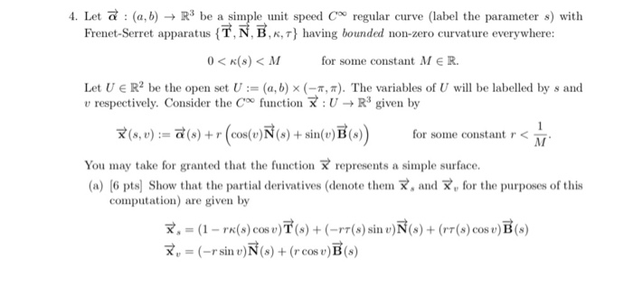 4 Let A A B R Be A Simple Unit Speed C Re Chegg Com