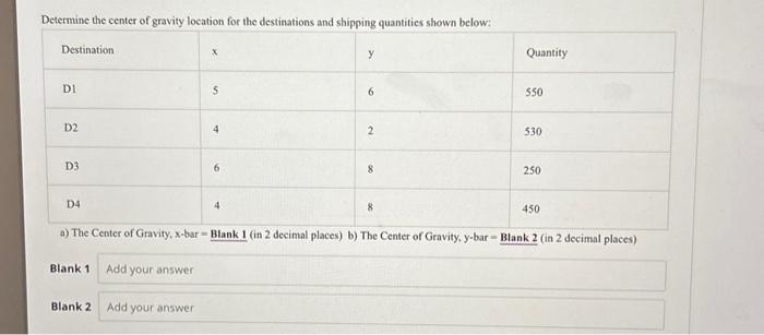 Solved Determine The Center Of Gravity Location For The | Chegg.com