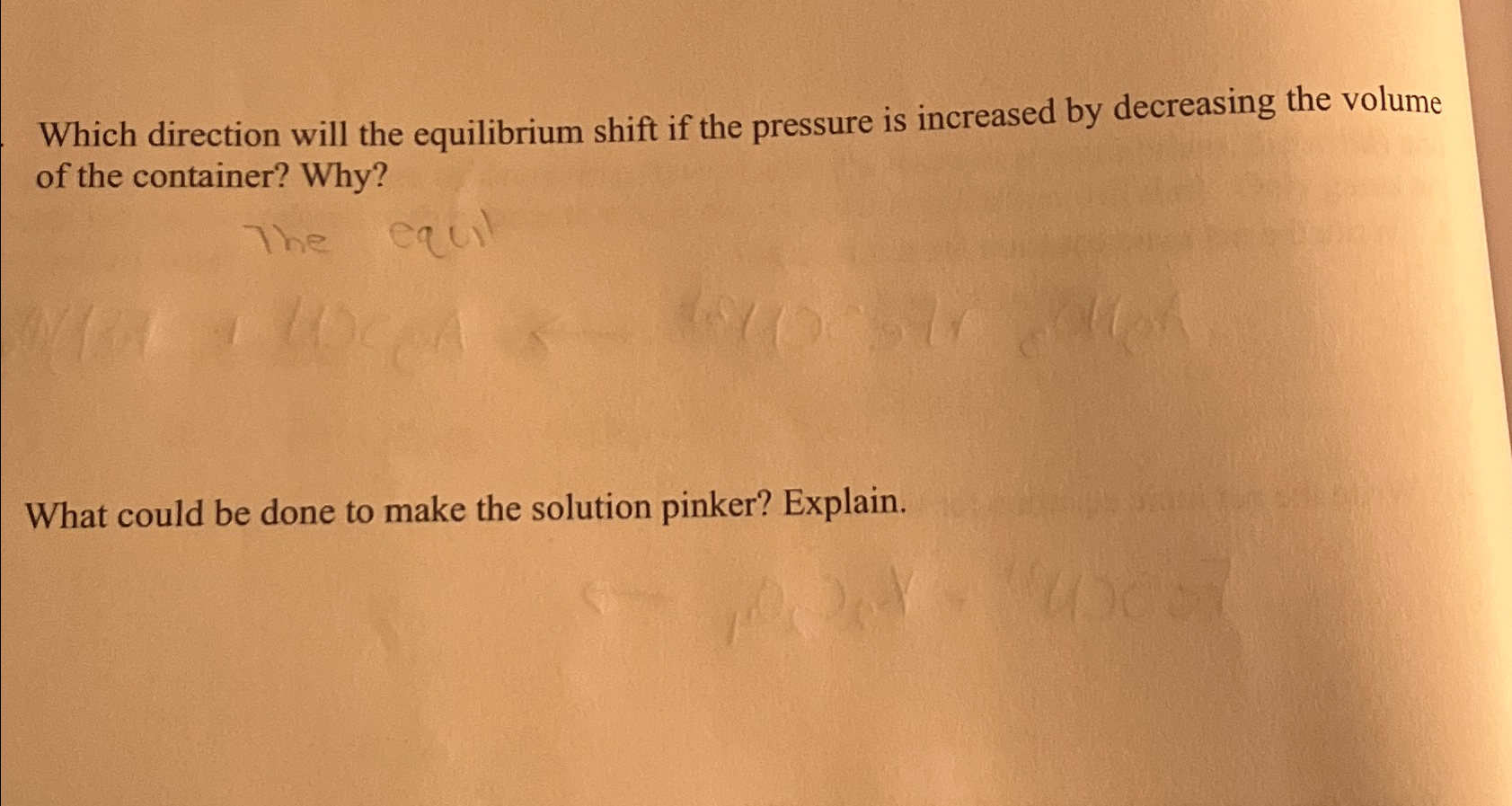 Solved Which direction will the equilibrium shift if the | Chegg.com