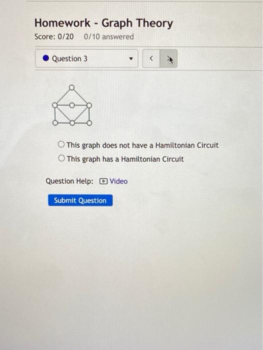 Solved Homework - Graph Theory Score: 0/200/10 answered | Chegg.com