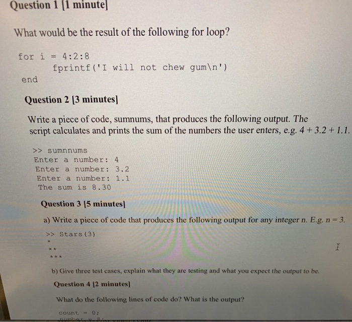 Solved Question 1 (1 minute What would be the result of the | Chegg.com