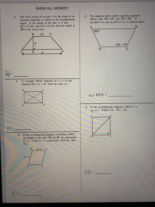 Solved Quadrilaterals #2 Graded Assessment Date: Name: 5 1 | Chegg.com